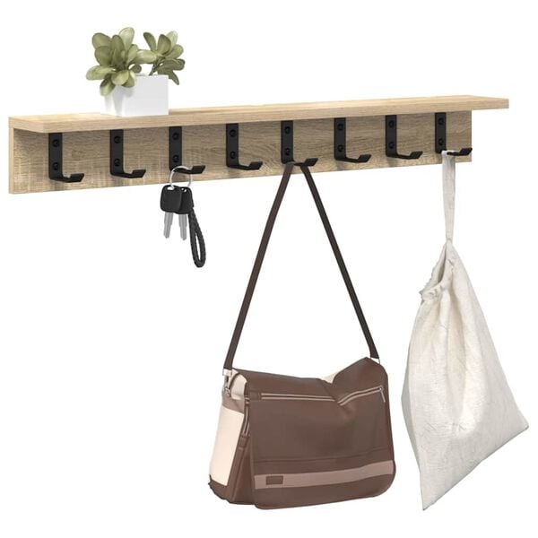 vidaXL Wall-Mounted Coat Rack Sonoma Oak 80 x 10.5 x 10.5 cm
