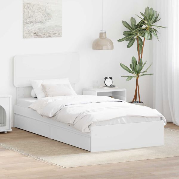 vidaXL Storage Bed with Headboard White 90 x 190 cm Engineered Wood