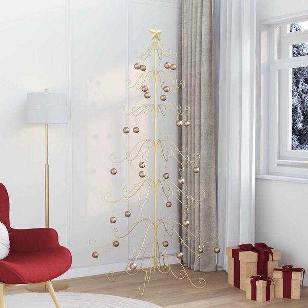 vidaXL Metal Christmas Tree with Stand Gold 215 cm Powder-coated steel