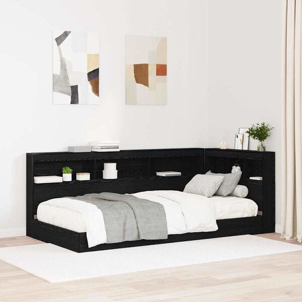 vidaXL Storage Headboard with Shelf Black Oak 90 cm Engineered Wood
