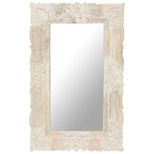 vidaXL Mirror White 80x50 cm Solid Mango Wood