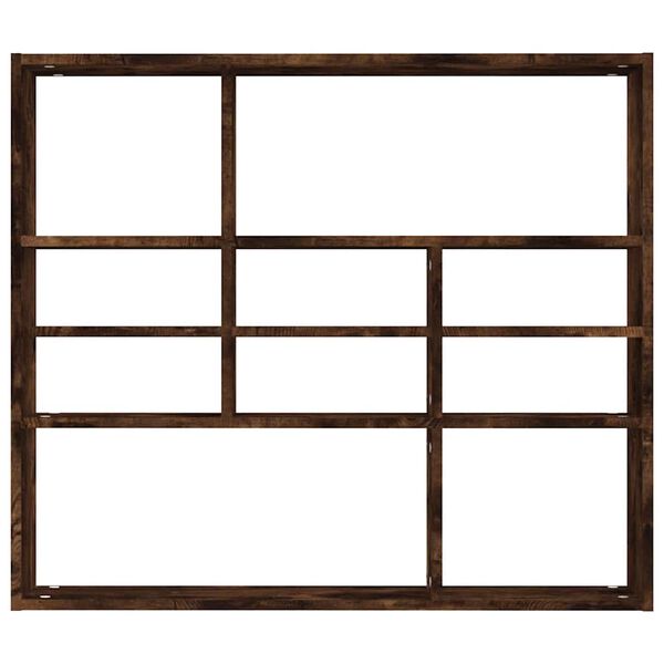 vidaXL Wall Shelf Smoked Oak 90x16x78 cm Engineered Wood