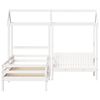 vidaXL Bed and Bench Set with Roof without Mattress White 90x200 cm