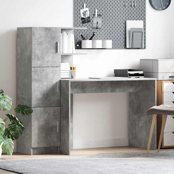 vidaXL Desk 2 pcs Concrete Grey