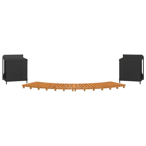 vidaXL Hot Tub Surround Black Poly Rattan and Solid Wood Acacia