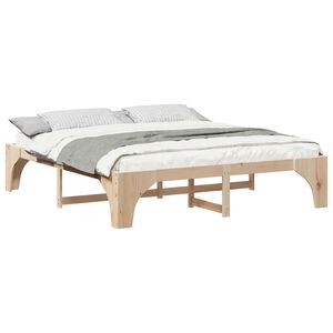 vidaXL Bed Frame Brown 200 x 200 cm Solid Pine Wood