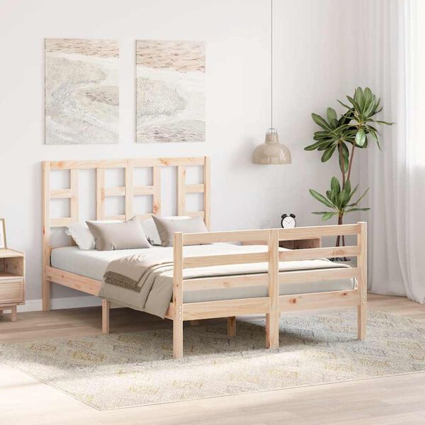 vidaXL Bed Frame without Mattress Small Double Solid Wood Pine