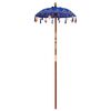 vidaXL Parasol with Base Blue 95 x 95 x 260 cm Cotton and Wood