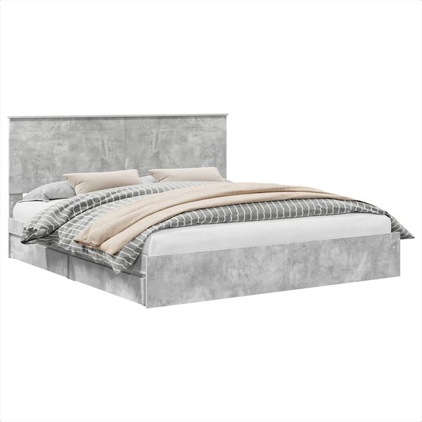 vidaXL Storage Bed Concrete Grey 200 x 200 cm Engineered Wood