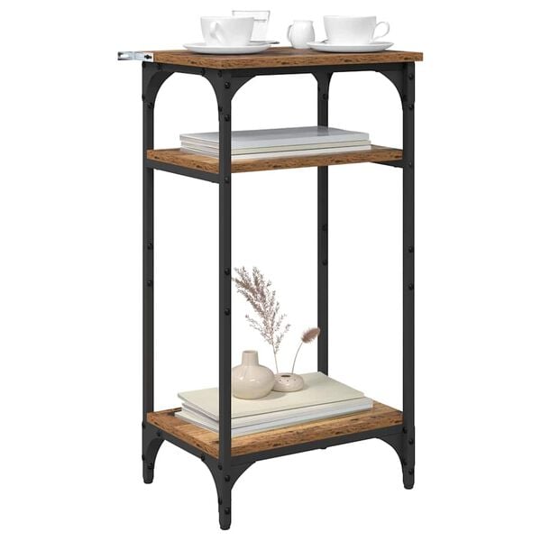 vidaXL Side Table with Shelf Old Wood 40 x 30 x 75 cm Engineered Wood