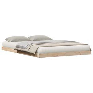 vidaXL Floor Bed Frame Natural 223.5 x 164 x 9 cm Solid Pine Wood