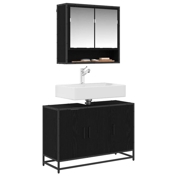vidaXL Bathroom Cabinet Black Oak 90 x 33 x 60 cm Engineered Wood