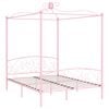 vidaXL Canopy Bed Frame without Mattress Pink Metal 160x200 cm