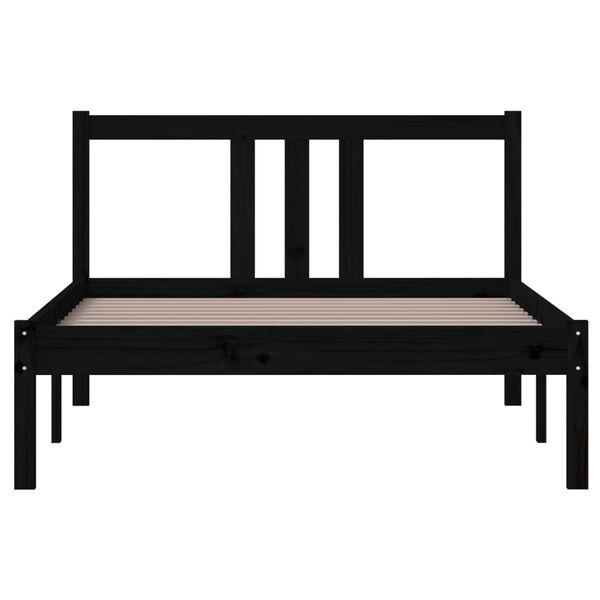 vidaXL Bed Frame without Mattress Black Solid Wood 100x200 cm