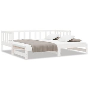 vidaXL Day Bed with Trundle without Mattress White 90x200 cm Solid Wood