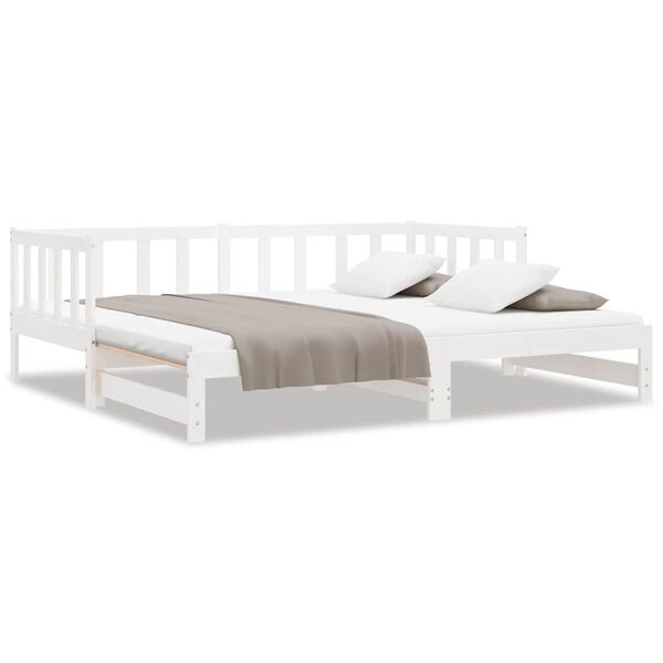 vidaXL Day Bed with Trundle without Mattress White 90x200 cm Solid Wood