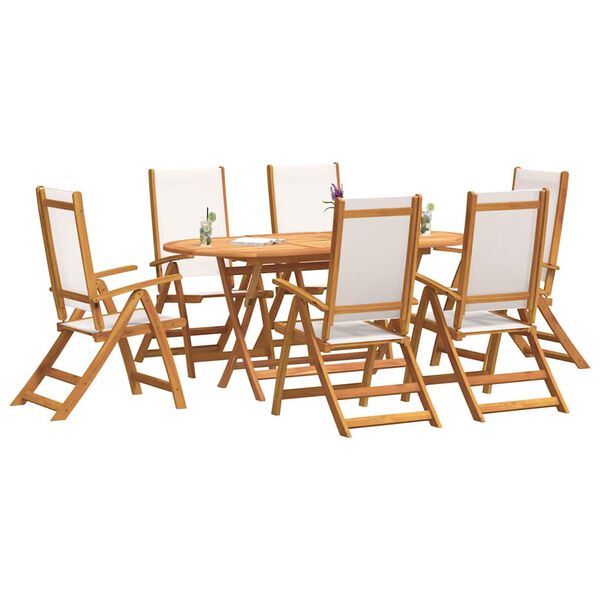 vidaXL 7 Piece Garden Dining Set Solid Wood Acacia and Textilene