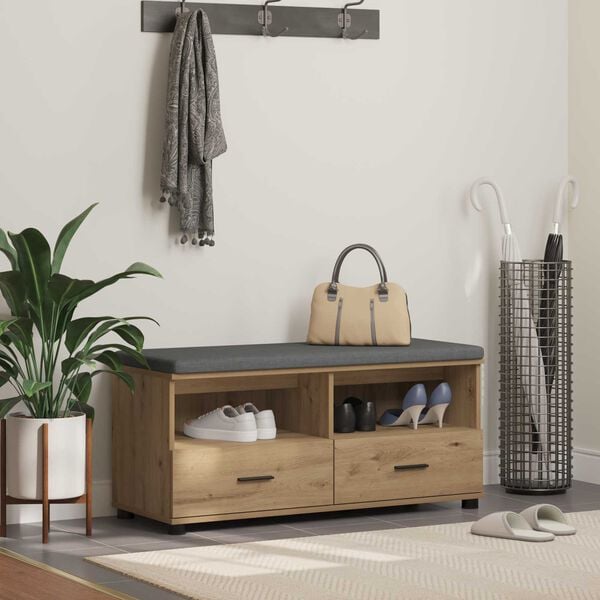 vidaXL Hall Bench with Cushion Artisan Oak 100 x 38 x 46 cm