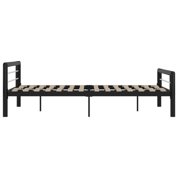 vidaXL Bed Frame without Mattress Black and White Metal 140x200 cm