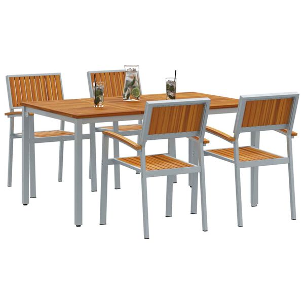 vidaXL Garden Dining Set 5 pcs Grey Solid Acacia Wood