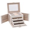 vidaXL Jewellery Box 4-Layer with Mirror Lockable White 22.5x17.5x16.5 cm