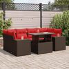 vidaXL 7 Piece Garden Sofa Set with Cushions Brown Poly Rattan