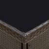vidaXL Outdoor Dining Table Brown Poly Rattan and Glass