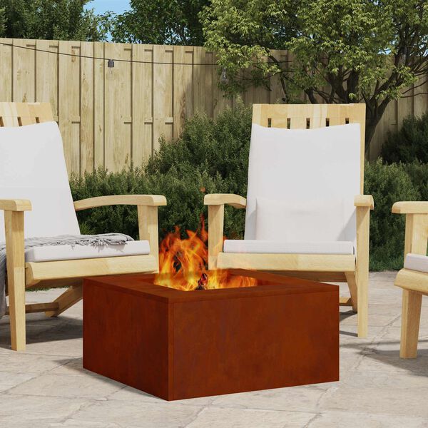 vidaXL Fire Pit Brown 60 x 60 x 30 cm Weathering Steel