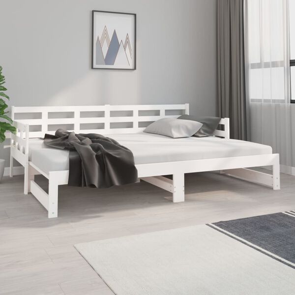 vidaXL Pull-out Day Bed without Mattress White 2x(80x200) cm