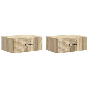 vidaXL Wall-Mounted Bedside Cabinet 2 pcs Sonoma Oak 49 x 34.5 x 20 cm