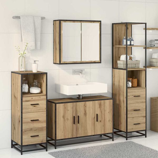 vidaXL Bathroom Furniture Set 3 pcs Artisan Oak Engineered Wood