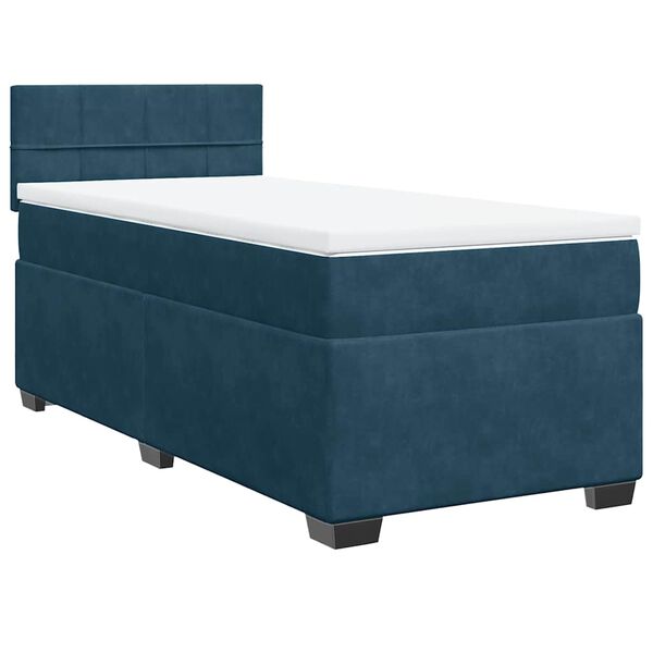 vidaXL Box Spring Bed with Mattress Dark Blue 90x190 cm Velvet