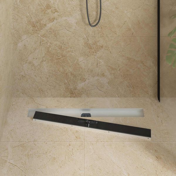 vidaXL Shower Drain Glass Cover with 360&deg; Siphon Black 80 cm