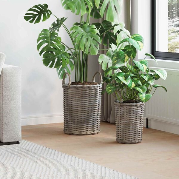 vidaXL Planter Basket with Storage 2 pcs Grey