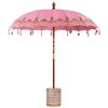 vidaXL Balinese Parasol Pink 215 x 215 x 260 cm Cotton and solid wood