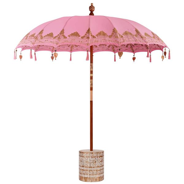 vidaXL Balinese Parasol Pink 215 x 215 x 260 cm Cotton and solid wood