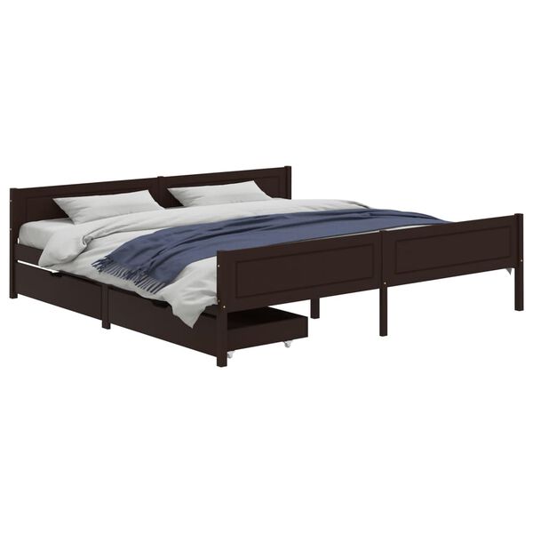 vidaXL Bed Frame without Mattress Dark Brown 200x200 cm Solid Wood