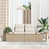 vidaXL Garden Sofa Beige 184 x 62 x 85cm Poly Rattan