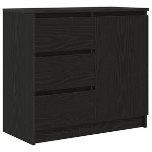 vidaXL Sideboard with Drawer Black Oak 71x35x65 cm Engineered Wood