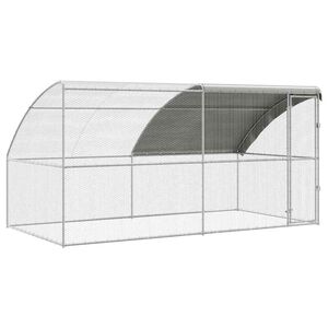 vidaXL Chicken Cage 2 pcs Silver 400 x 200 x 200 cm Steel and PE