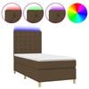 vidaXL Box Spring Bed with Mattress&LED Dark Brown 90x190 cm Fabric