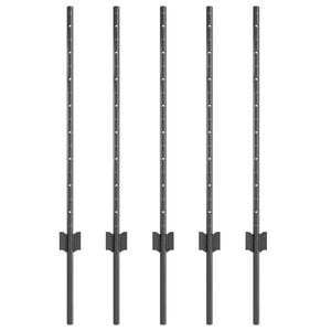 vidaXL Embedded Fence Post 5 pcs Grey 120 cm Powder-Coated Steel