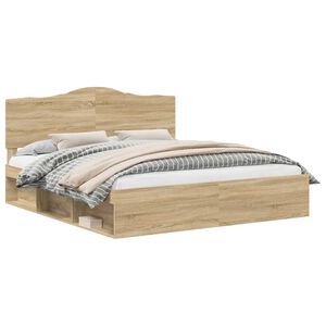 vidaXL Bed Frame with Headboard Sonoma 180 x 200 cm Solid Pine Wood