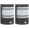 vidaXL Outdoor Wall Lights with Sensors 2pcs Black Stainless Steel