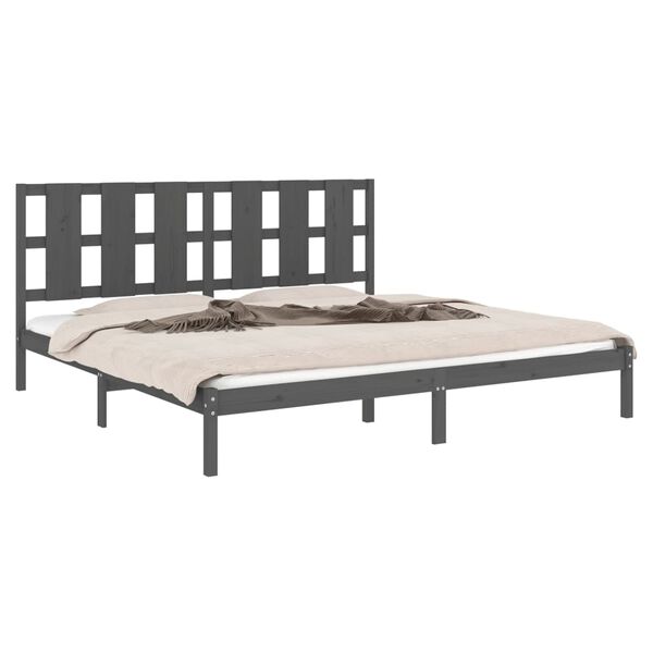 vidaXL Bed Frame without Mattress Grey 200x200 cm Solid Wood Pine