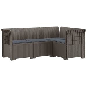 vidaXL 4-Seater Garden Sofa with Cushions Rattan Look PP Light Grey