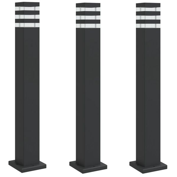 vidaXL Outdoor Floor Lamps 3pcs Black 80 cm Aluminium