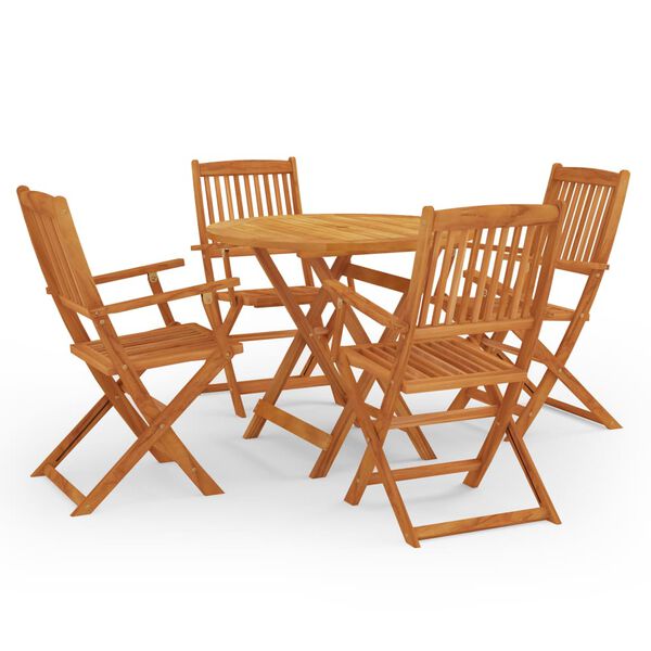 vidaXL 5 Piece Folding Outdoor Dining Set Solid Eucalyptus Wood