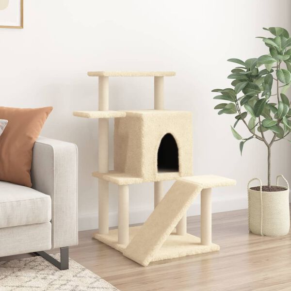 vidaXL Cat Tree with Sisal Scratching Posts Cream 97 cm