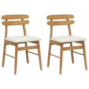 vidaXL Dining Chair 2 pcs Natural and Light Solid Rubber Wood